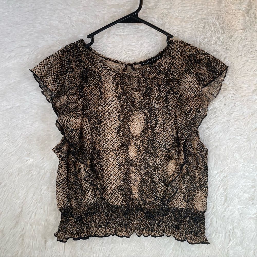 Haute Monde Blouse Size Jr Large Snake Animal Print
